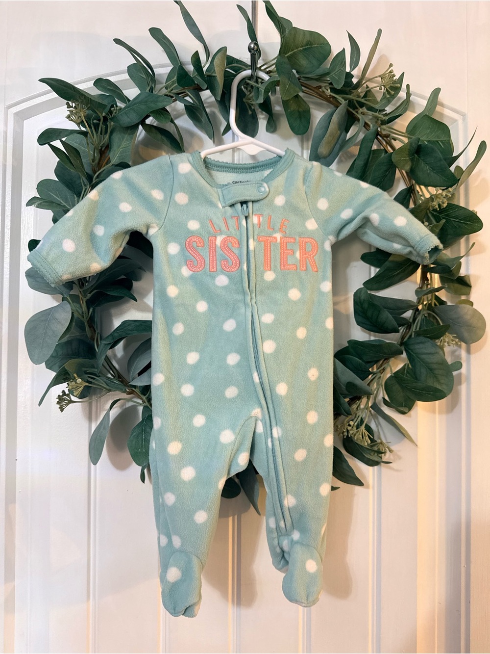 🌿10/$25 • Carters Fleece Polka Dot Little Sister Footed Sleeper